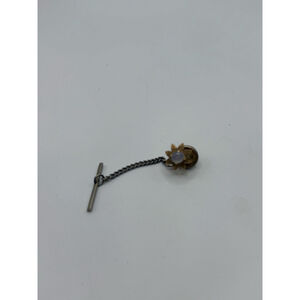 Men's Hickok Gold w/ opal Flower Tie Tack Lapel Pin One Size